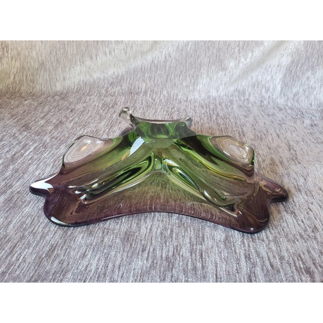 Mid 20th Century Mid 20th Century Vintage Italian Hand-Blown Green and Purple Art Glass Bowl For Sale - Image 5 of 10