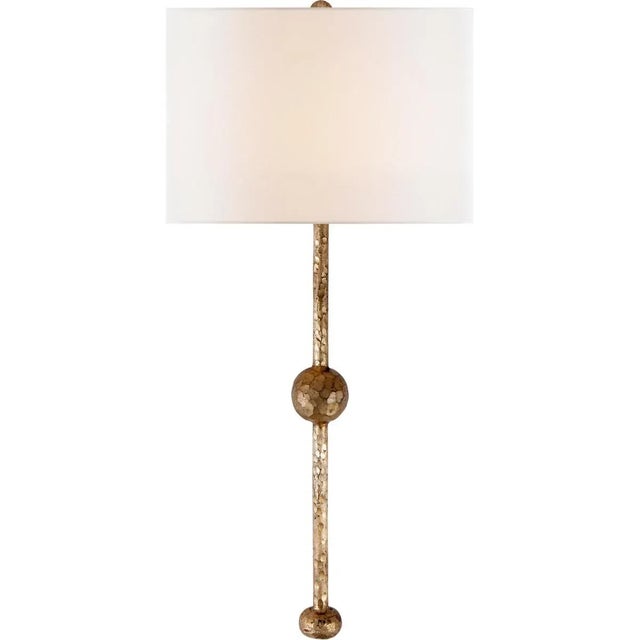 Transitional Suzanne Kasler for Visual Comfort Signature Carey Rail Sconce in Gilded Iron with Linen Shade For Sale - Image 3 of 4