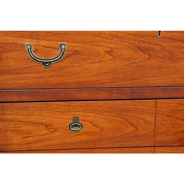 Brass 1970s National Mt. Airy Campaign-Style Tall Chest With Brass Hardware For Sale - Image 8 of 14