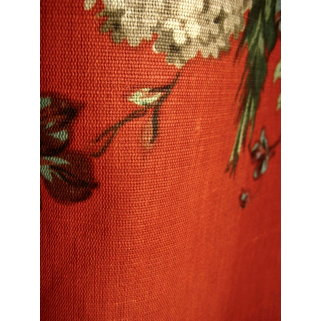 French 1970 Pair of Floral Rust Linen Curtains For Sale - Image 9 of 13