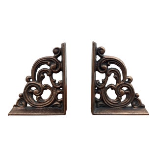 Mid 20th Century Cast Iron Scroll Bookends - a Pair For Sale