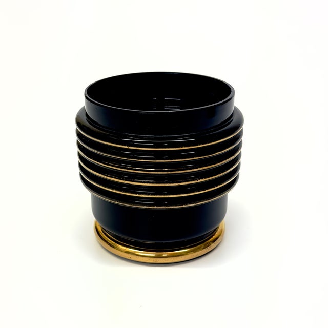 1980s Art Deco Revival Black and Gold Vessel Curation - Group of 3 For Sale In Miami - Image 6 of 12
