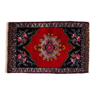 1960s Hand Knotted Door Mat, Entryway Rug, Bath Mat, Kitchen Decor, Small Rug, Turkish Rug - 1'11" X 3' For Sale