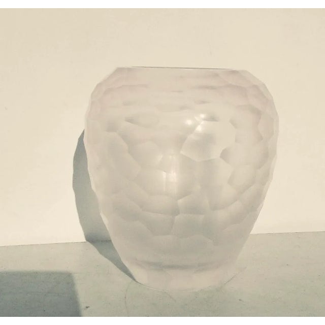 Pale Blush Tint glass vase with hand-faceted surfaces. Sweet pink tint with thick walls and bottom and rolled shoulders....