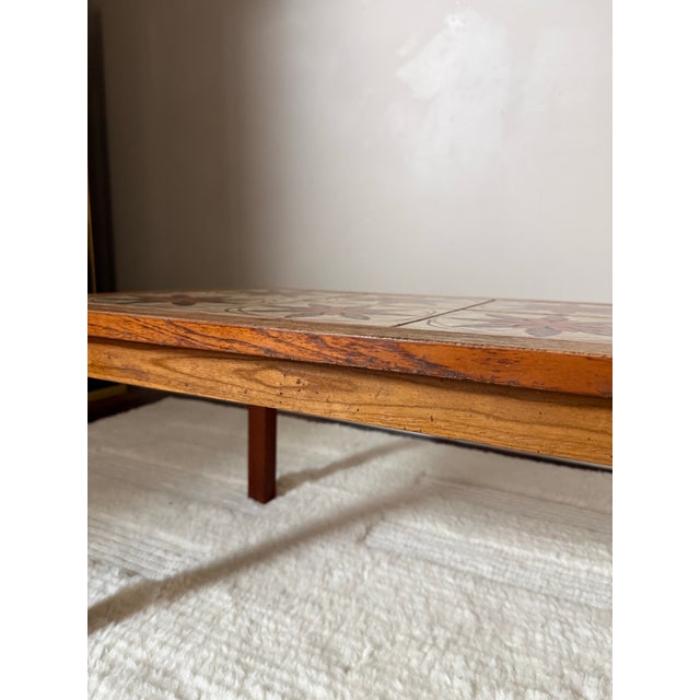 Mid-Century Modern 1960s Teak and Ceramic Tile Top Coffee Table For Sale - Image 11 of 12