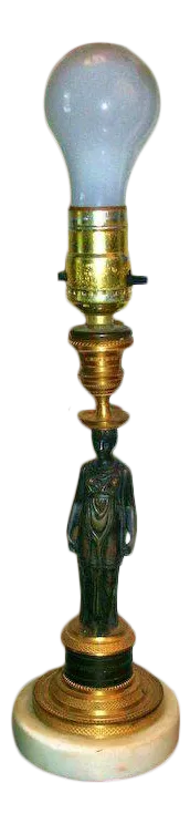 19th Century French Empire Gilt & Patinated Bronze Caryatid Lamp