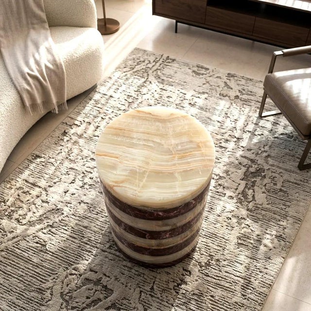 Contemporary Onyx and Marble Side Table by Forzini For Sale - Image 3 of 13