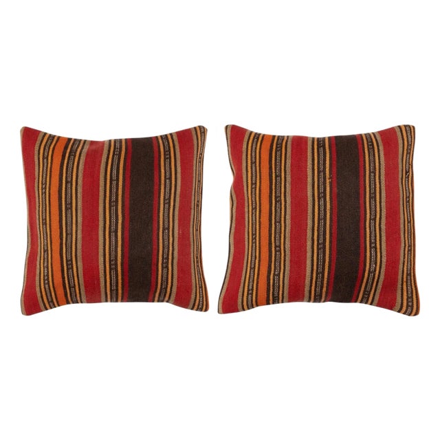 20"x20" SET OF 2 - Hand-Woven Kilim Cushion Covers. A pair of Lace Pillow Covers For Sale