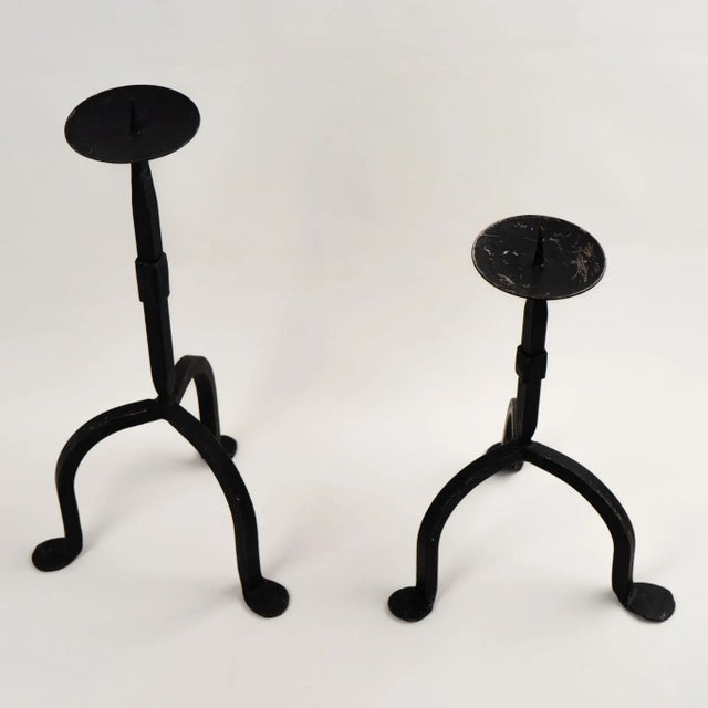 Rustic European Vintage Iron Candle Holders For Sale - Image 3 of 11