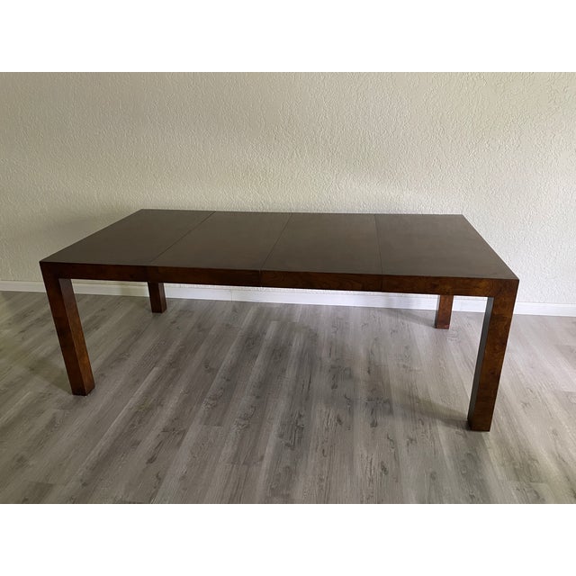 1970s Attributed to Milo Baughman for Thayer Coggin Monumental Burl Dining Table For Sale In Austin - Image 6 of 12