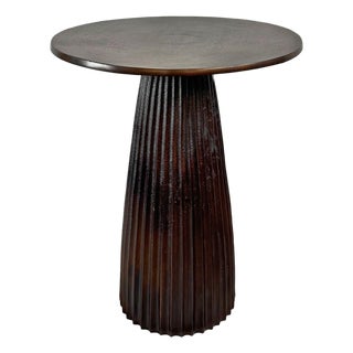 Modern Industrial Fluted Bronzed Finish Side Table For Sale