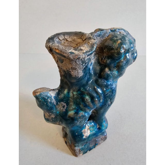 Blue Song Dynasty Antique Chinese Turquoise Blue Glazed Foo Dog Lion Figure Sculpture Incense Burner For Sale - Image 8 of 12