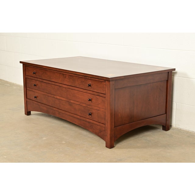 L. & J.G. Stickley, Inc. Stickley Harvey Ellis Collection Arts & Crafts Inlaid Cherry Wood Coffee Table For Sale - Image 4 of 16