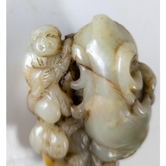 20th Century Chinese Qing Style Nephrite Jade Carving of Boys and Ram For Sale - Image 4 of 13
