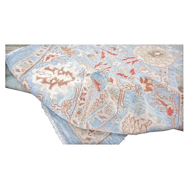 Textile Persian Sultanabad Wool 9x12 Blue, Ivory & Tan Handmade Area Rug #1142964 For Sale - Image 7 of 7