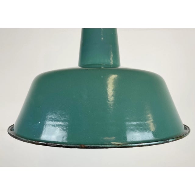 Industrial Green Enamel Pendant Lamp, 1960s For Sale - Image 4 of 13