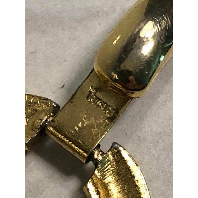 Mid-Century Modern 1970s Crown Trifari Textured Gold Link Bracelet For Sale - Image 3 of 14