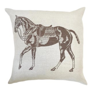 Polo Pony Alpaca Pillow - Chocolate Brown & Ecru For Sale
