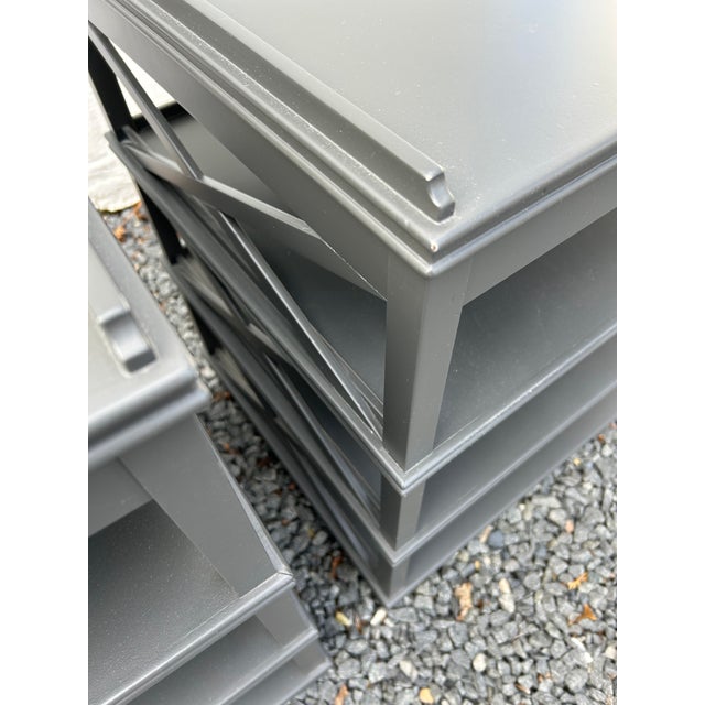 Painted Mahogany Night Stands End Tables With X Motif and Shelves For Sale - Image 14 of 15