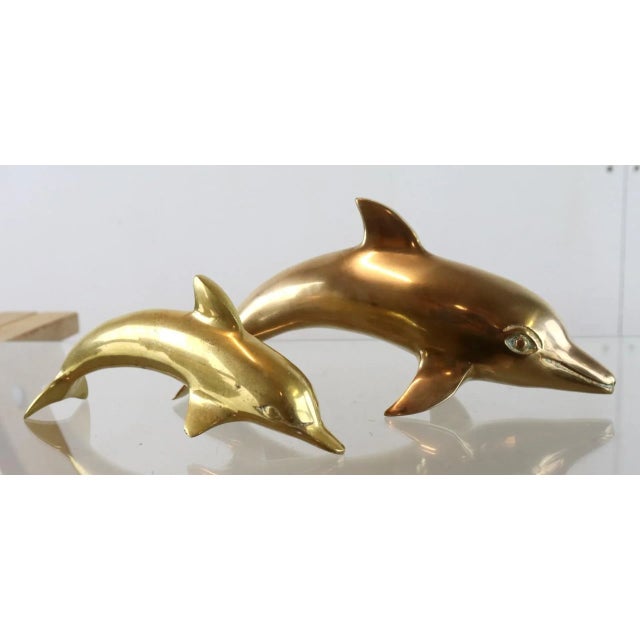 Mid-Century Brass Dolphins, Set of 2 For Sale - Image 3 of 8