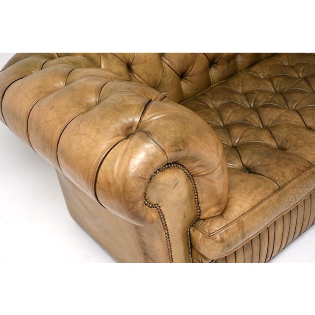 Antique Deep-Buttoned Leather Chesterfield Sofa, 1930s For Sale - Image 9 of 14