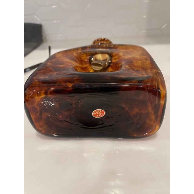 Christian Dior 1960s Mid Century Modern Faux Tortoiseshell Hand-Blown Glass Decanter Attributed to Christian Dior Home Collection For Sale - Image 4 of 7