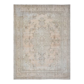 1970s Vintage Persian Handmade Wool Cotton Orange Area Rug For Sale