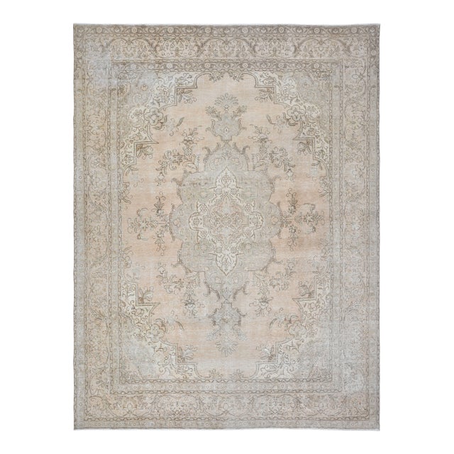 1970s Vintage Persian Handmade Wool Cotton Orange Area Rug For Sale