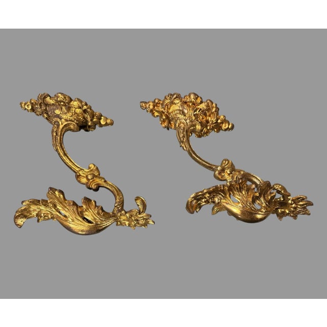 Set of 4 Ornate Antique Victorian Gilt Cast Metal Curtain Tiebacks For Sale - Image 4 of 10