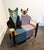 Hand made and painted cat couple bench. The cats are dressed in very 1980's attire. One of a kind piece made for the...