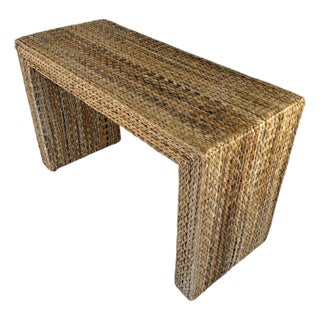 Italian Woven Wicker Console, 1970s For Sale