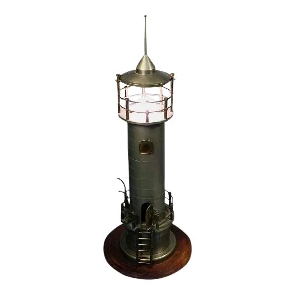 Atmospheric Art Deco Machine Age Lighthouse Lamp For Sale