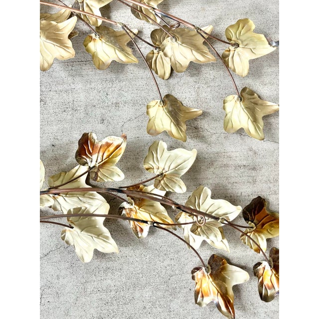 1970s Vintage Curtis Jere-Style 4 Gold Metal Leaf Wall Hanging Sculpture For Sale - Image 9 of 10