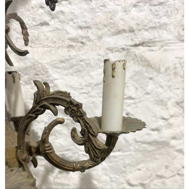 Vintage Spanish Neoclassical Style Acanthus Leaf 4 Light Mini Chandelier For Sale - Image 4 of 6