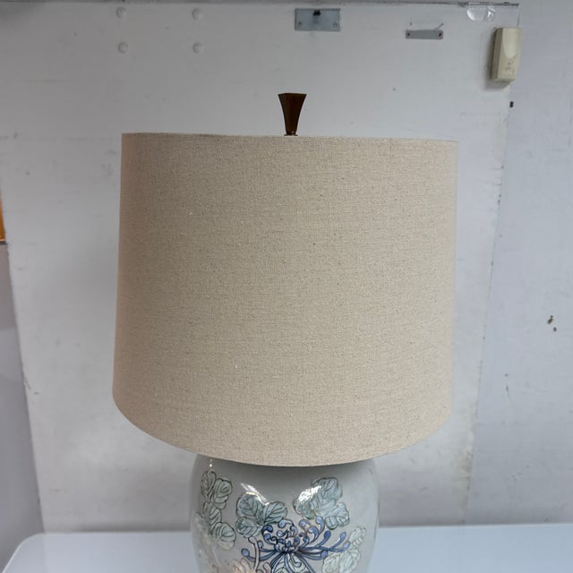 Chinoiserie Floral Ceramic Table Lamp, Late 20th Century For Sale - Image 12 of 12