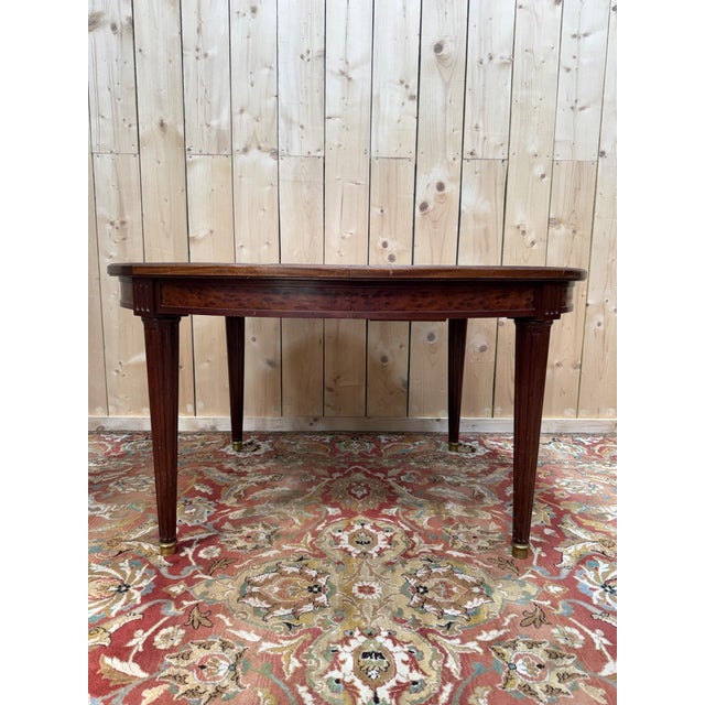 Louis XVI Style Extendable Oval Table in Mottled Mahogany, 1950s For Sale - Image 13 of 13
