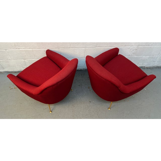 Pair of Mid-Century Style Burgundy Lounge Chairs For Sale - Image 10 of 12