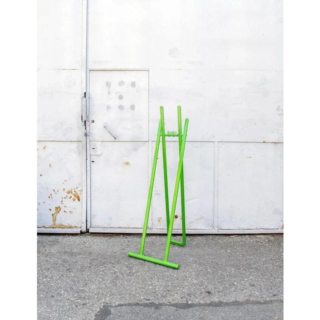 Italian Clothes Stand in Green Metal, 1970s For Sale - Image 9 of 9