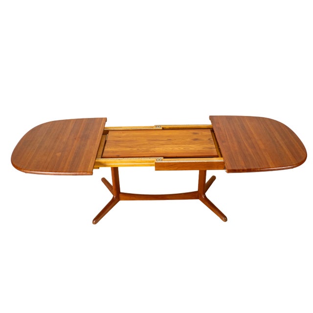 Brown 1990s Danish Modern Solid Teak Expandable 102" Dining Table W/ Two Leafs For Sale - Image 8 of 18