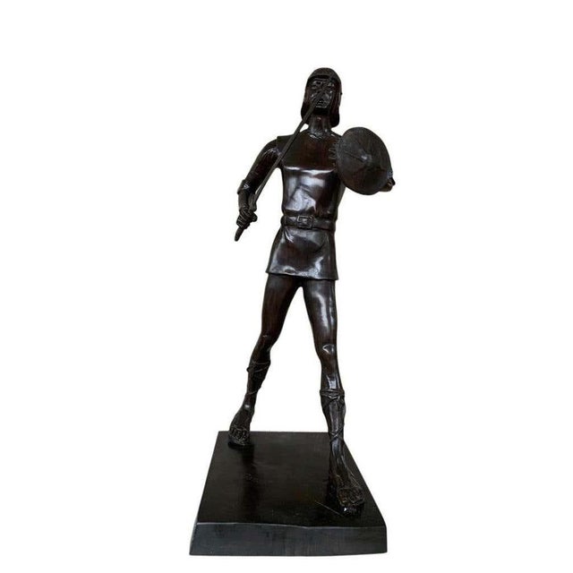 Metal Italian Bronze Roman Gladiator Statue with Honor Patria Inscription, 20th Century For Sale - Image 7 of 9