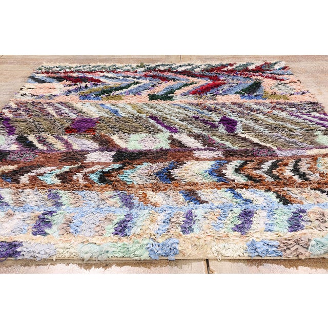 Vintage Azilal Boucherouite Moroccan Rug, 05'01 X 06'10 For Sale - Image 9 of 10