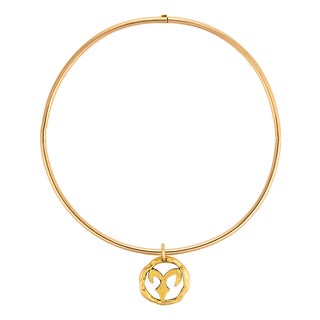 1960s Cartier George l'Enfant French 18k Yellow Gold Zodiac Choker Necklace For Sale