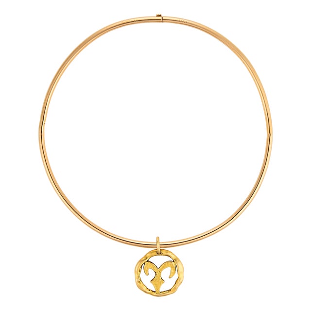 1960s Cartier George l'Enfant French 18k Yellow Gold Zodiac Choker Necklace For Sale