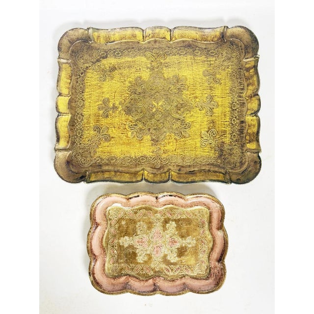 20th Century Gilded Wooden Trays, India, Set of 2 For Sale - Image 5 of 14