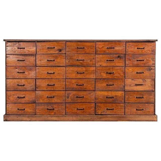 Large French Fruitwood Workshop Bank in Pine, 1920 For Sale - Image 14 of 14