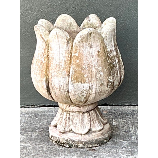 Sculpture Materials Vintage Patinated Cast Concrete Tulip Planter For Sale - Image 7 of 12