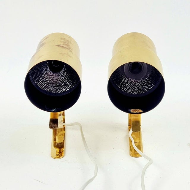 Gold Mid-Century Scandinavian Brass Wall Sconces by Hans-Agne Jakobsson, Sweden, 1960s, Set of 2 For Sale - Image 8 of 12