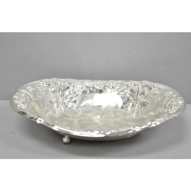Vintage WMF Germany Ikora Silver Plated Brass Floral Repousse Nut Dish Bowl. Circa Late 20th Century. Measurements: 2.25"...