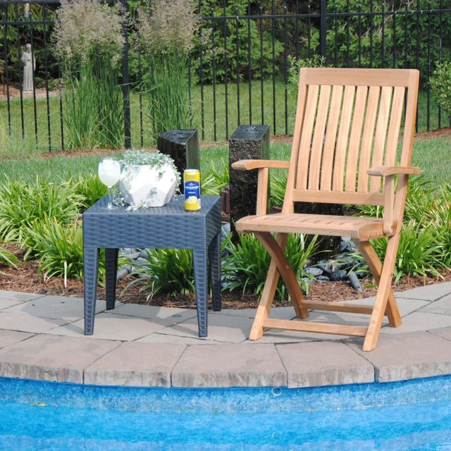 Niagara Teak Crown Folding Arm Chair For Sale - Image 6 of 12