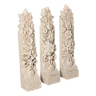 French 19th Century Set of 3 Hand-carved Marble Corbels For Sale